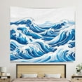thumbnail image 4 of Bohemia Indoor Tapestry Decoration for Living Room Dorm College Office - Ocean Waves Simple Lines Washable Office Tapestry 51x59 Inches Japanese Modern Wall Hanging Tapestry, 4 of 5
