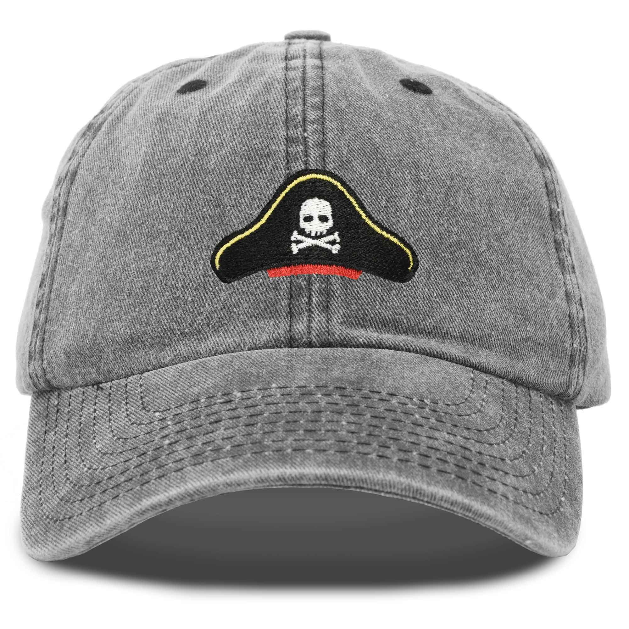 DALIX Pirate Hat Mens Womens Baseball Cap Washed Black