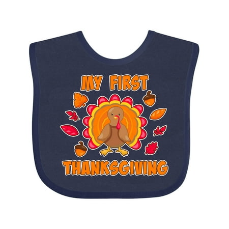 

Inktastic My First Thanksgiving with Cute Turkey Gift Baby Boy or Baby Girl Bib