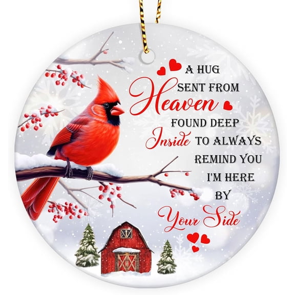 A Hug Sent from Heaven – Memorial Ceramic Red Cardinal Ornament, Remembrance Christmas Tree Decoration, Sympathy Gift for Loss of Family 2025 A1