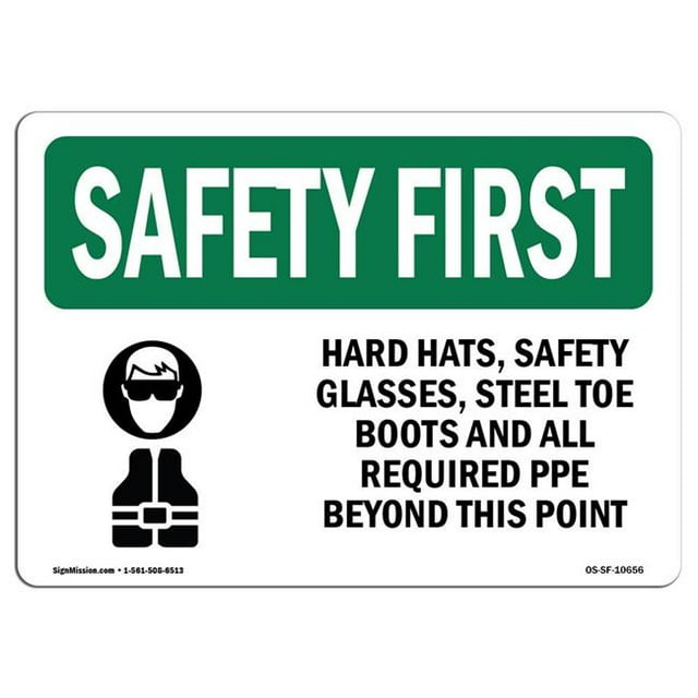 SignMission OS-SF-A-1014-L-10656 Premier Signe de Sécurité OSHA de 10 x 14 Po - Casques et Lunettes de Sécurité avec Symbole