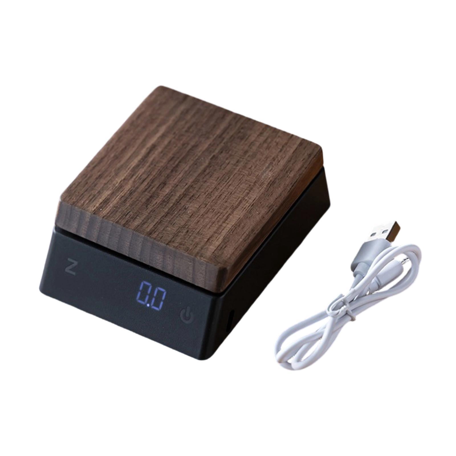 Fiocias Digital Coffee Scale High Precision Wood Compact Kitchen Weighing for Coffee and Black