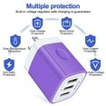 thumbnail image 2 of AILKIN Wall Charger,USB Charger Adapter,3.1A/3PACK Multi Port Fast Charging Station Power Base Charger Block Plug For iPhone Wall Charger Block,Purple, 2 of 5