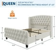 thumbnail image 2 of 51 Inch Tall Velvet Platform Bed Frame with Button Tufted Wingback Headboard, Queen King Size Upholstered Bed with Wood Metal Support, Noise Free No Box Spring Needed, Beige Black Gray, 2 of 8