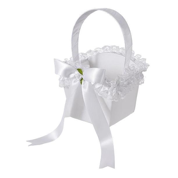 Cesta de boda para , cestas de encaje, bonita colección, lazo de satén, regalo con asa, cesta para niña de para suministros de B