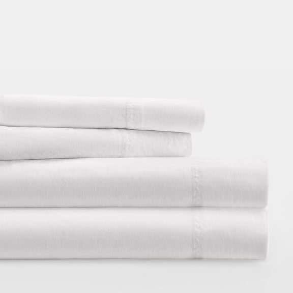 Home Collection Solid Cotton Sheet Set or Pillowcases Color: White Size: QUEEN SET