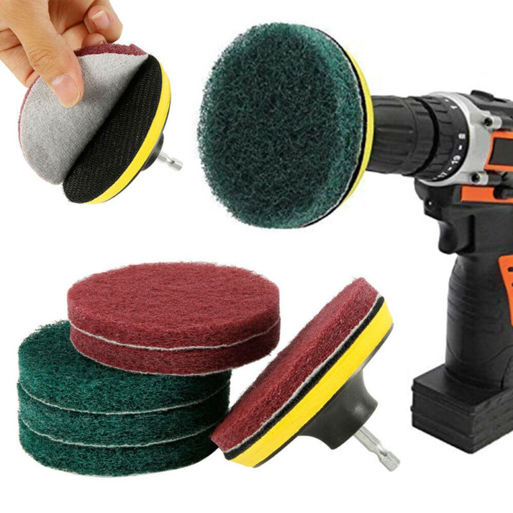 11x Brush Scrubber Power Scrub Pad Tile Tire Cleaning Kit For Car Polisher Drill 