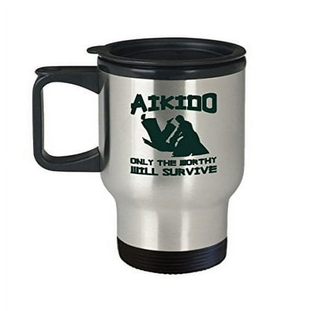 Martial Arts Mug - Only The Worthy Will Survive - Asian Culture Gifts - 14 oz Stainless Steel Travel Coffee Cup