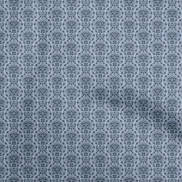 oneOone Tissu en Rayonne Bleu Damas Matériel de Robe Tissu Imprimé Tissu au Mètre 56 Pouces de Large