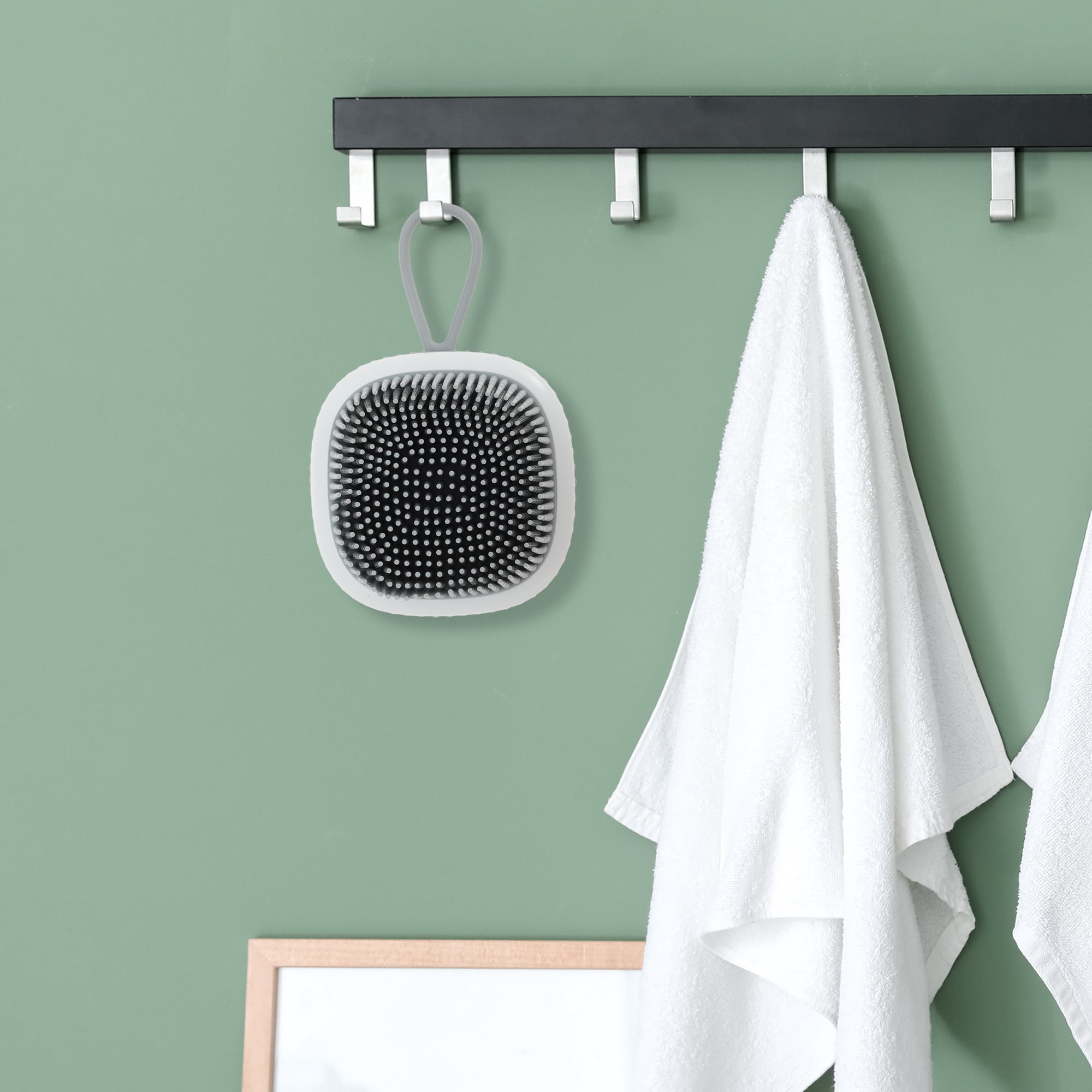 Unique Bargains Rectangular Bath Brush Shower Brush Gray