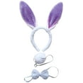 thumbnail image 1 of Bunny Rabbit Ensemble de Costume, Serre-Tête Oreilles Nœuds Papillon Queue Ensemble, Accessoires de Costume d'Halloween (Violet), 1 of 5