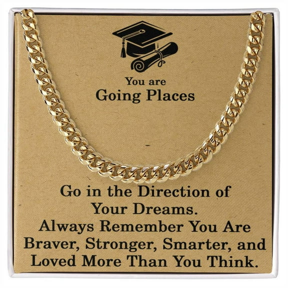 Graduation Gifts for Him Gradation Necklace for Men Class of 2025 Gift You Are Going Places Cuban Link Chain Gifts for Graduates
