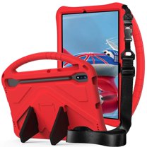 Kids Case for Samsung Galaxy Tab S9 FE Plus, Galaxy Tab S9 FE /S9 Plus/S8 Plus/S7 Plus/S7 FE 12.4 Inch Case, Dteck EVA Handle Grip Stand Shockproof Case with Carrying Strap/S Pen Holder,Red