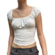 thumbnail image 3 of Y2k Camiseta básica de manga corta para mujer, camiseta sexy ajustada, cuello cuadrado, para salir de calle, 3 of 5