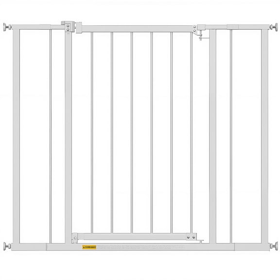 LiteHaven 36”Tall Dog Gate for Stairs & Doorways, Fits 28.5”-39.7” Wide Openings,Walk-Through Metal Pet Gate for Indoor Use,Adjustable Safety Gates for Pets,White