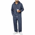 thumbnail image 2 of SEROYE Tracksuit for Men, 2 Piece Zipper Hooded Long Jogger Pants Loose Fit Casual Sportswear Daily Lounge Travel (S, Navy), 2 of 7