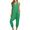 thumbnail image 1 of Jumpsuits for Women Halter Backless Summer Rompers Beam Foot Long Pants One Piece Outfits Playsuits with Pockets, 1 of 6