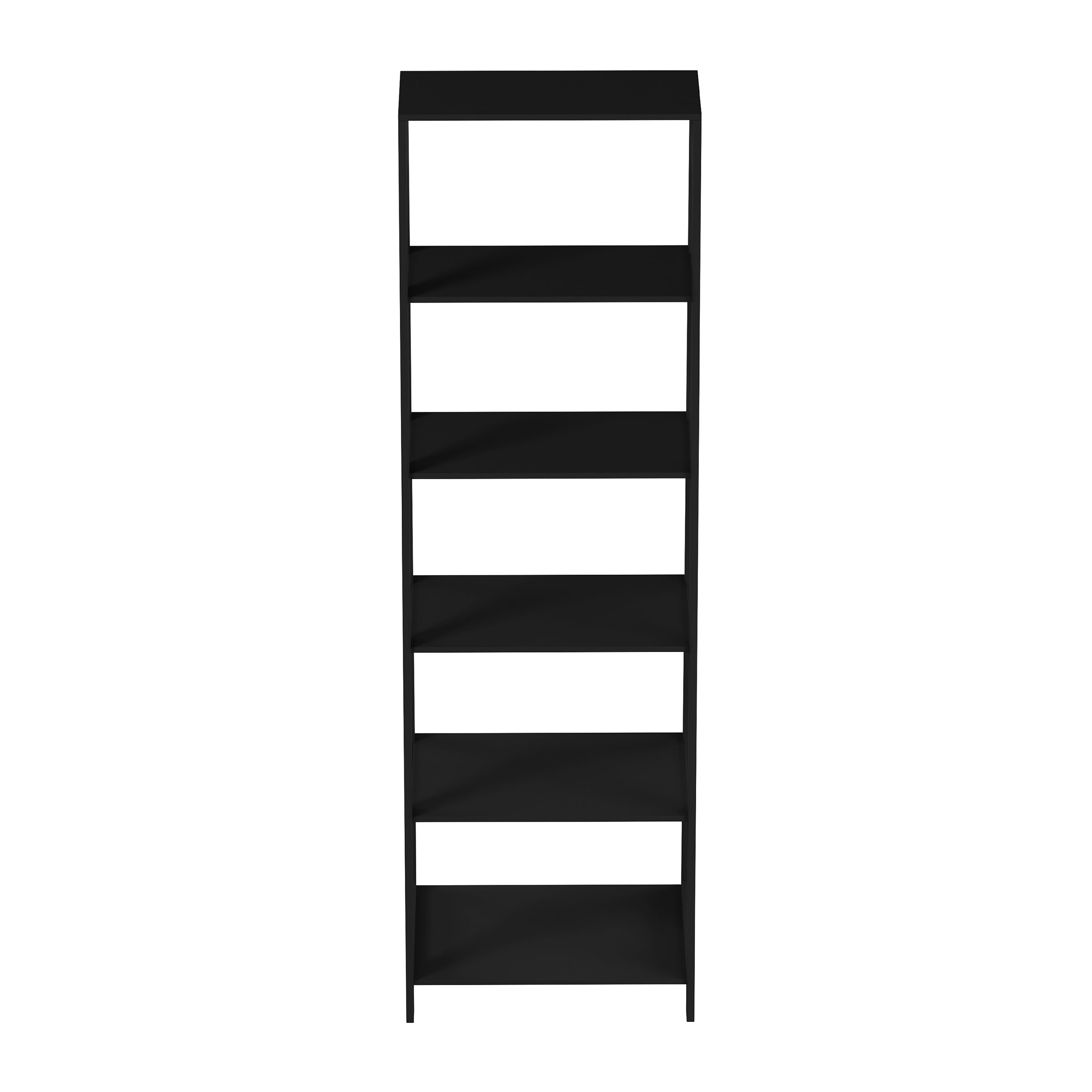Lavish Home 5-Tier Ladder Bookshelf - Freestanding Wooden Bookcase Frame with Leaning Look - Shelves for Home and Office Storage, Black