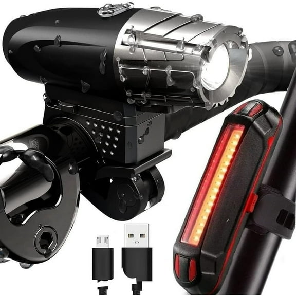 Waterproof Bike Lights, LED Bike Front Light with Taillight,USB Rechargeable Bicycle Lights 4 Modes Headlight for Cycling Safety