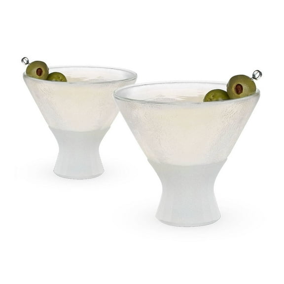 Host Freeze Insulated Martini Stemless Cocktail Glasses in Grey, Set of 2