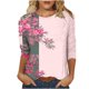 thumbnail image 2 of Fiudx Camisas para Mujer Camiseta Holgada de Manga Tres Cuartos con Cuello Redondo y Estampado Regular a La Moda Informal para Mujer, 2 of 4