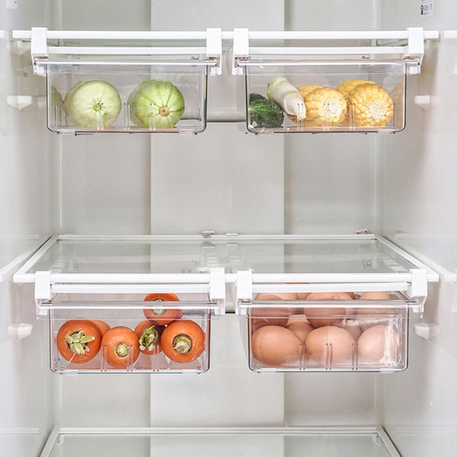 Refrigerator Drawer, Large Capacity Transparent Rectangular Fridge Under Shelf Drawer Fridge Organizer Bin For Cheese, Deli Meat, Drinks, Fruit, Vegetable