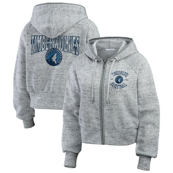 Women's WEAR by Erin Andrews Heather Gray Minnesota Timberwolves Speckled Radiator Full-Zip Hoodie