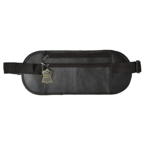 Black Leather Fanny Pack Waist Bag Pouch Travel Purse New Belt Pocket Adjustable 332 (C)
