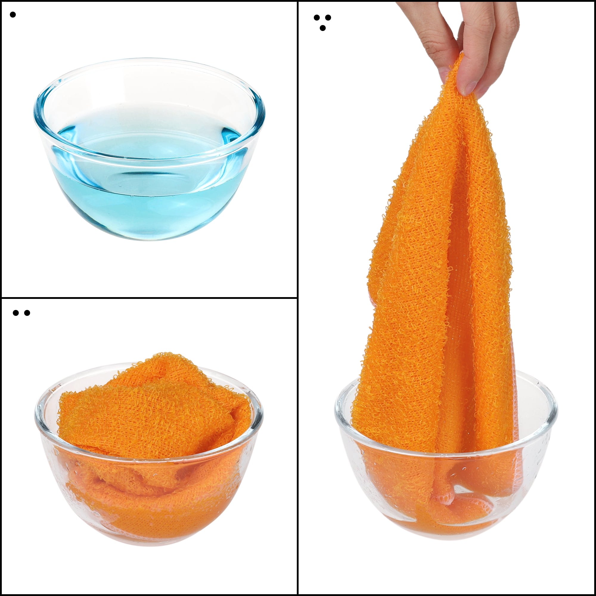Unique Bargains 12 Pcs Wash Cloths Microfiber Absorbent Kitchen Rags Towel Orange 7"x9"