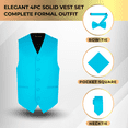 thumbnail image 5 of Oliver George 4pc Men's Solid Formal Suit Waistcoat Tuxedo Dress Vest Necktie Bowtie Handkerchief Set for Suit or Tuxedo Turquoise Large, 5 of 5
