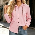 thumbnail image 7 of Zeijnsda Womens Hooded Coats Women's Thin Comfy Loose Hooded Cardigan Solid Color Cotton Linen Daily Outings Hoodies Fashion Button Long Sleeved Shirts, 7 of 7