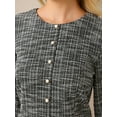 thumbnail image 4 of DARING DIVA Tweed Long Sleeve Elegant Work A-Line Dress XL Black, 4 of 7