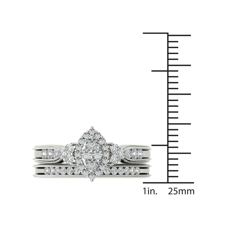 1/2Ct TW Diamond S925 Silver Marquise Cluster Halo Bridal