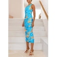 thumbnail image 4 of Vestido PRETTYGARDEN XL de un Hombro Fruncido Floral Azul, 4 of 6