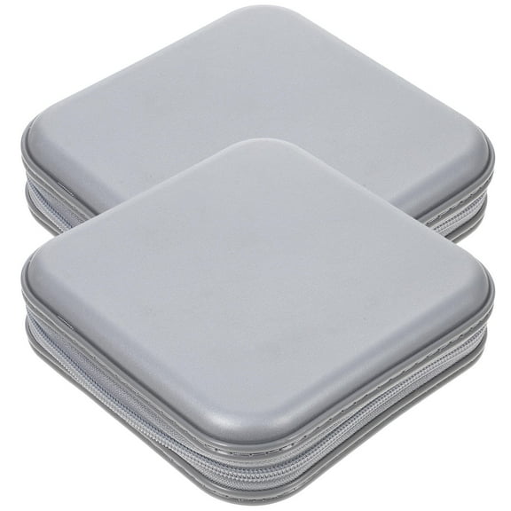 Niceauty Discs Holder CD Case Silver Plastic 2Pcs