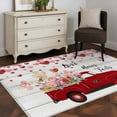 thumbnail image 4 of Rectangle Area Rug 4x6ft, Valentine's Day Red Truck Roses Wood Grain Non-Slip Non-Shedding Floor Mat, Love Balloons Washable Sturdy Carpet for Living Room Bedroom Home Decor, 4 of 9