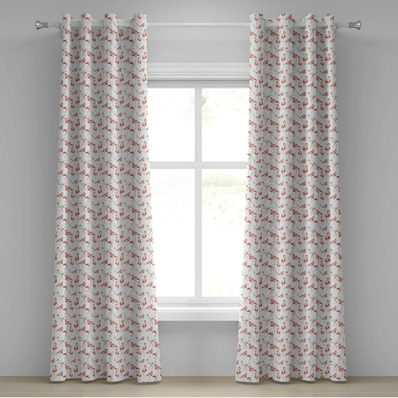 Ambesonne Flamingo Grommet Curtain, Hawaii Springtime, 50" x 108", Orange Coral White