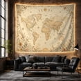 thumbnail image 6 of Antique World Map in Pale Cream Parchment, Nostalgic Vintage for History Lovers, Botanical Frame Art Decor, Housewarming Gift, Tapestry Wall Hanging for Home Library and Study Room, 6 of 7