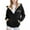Black, variant on Girls Hooded Jacket With Zip Up Thermal Printed Playful Black Leisure Outerwear Size 8-9 Years
