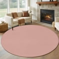 thumbnail image 2 of Pink Pure Color Round Area Rugs Collection 5', Aesthetics Contemporary Luxury Non Slip Indoor Circular Throw Runner Rug Floor Mat Carpet for Living Room Dining Table Bedroom Nursery, 2 of 9