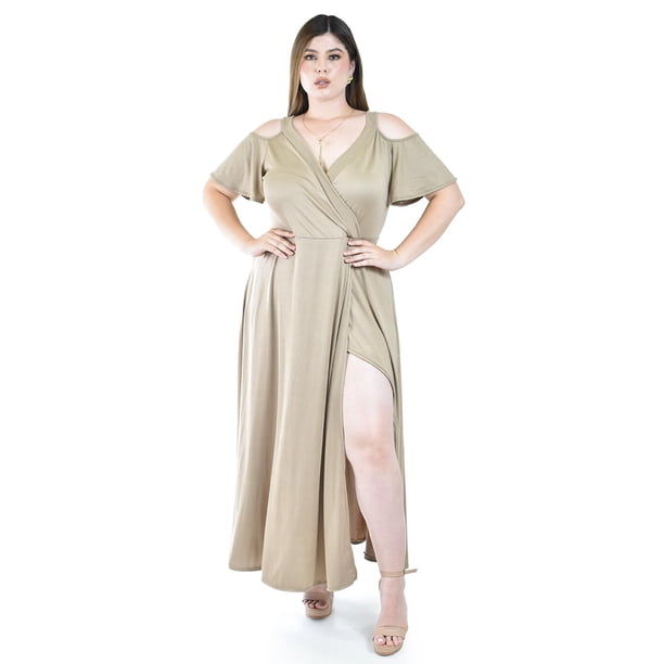 Maxi vestido con strech Roman Fashion /Tallas Extras, 4098 (Cafe) cafe 42