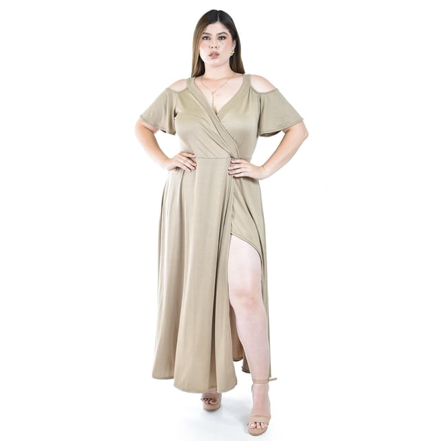 Maxi vestido con strech Roman Fashion /Tallas Extras, 4098 (Cafe) cafe 36