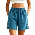 thumbnail image 2 of BUIGTTKLOP Cotton Shorts for Women Drawstring High Waisted Lounge Shorts Summer Casual Loose Embroidered Comfortable Breathable Shorts, 2 of 8
