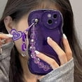 thumbnail image 4 of Compatible with iPhone Case,Cute Curly Wavy Shape Heart Camera Lens Protection Wristband Strap Bracelet Chain Clear Silicone Soft Shockproof Cover Phone Case (Purple,iPhone 12 Pro Max), 4 of 5