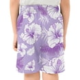 thumbnail image 3 of Purple Hibiscus Pattern Athletic Shorts Breathable with Comfort Fit Drawstring Casual Sweatshorts Small, 3 of 9