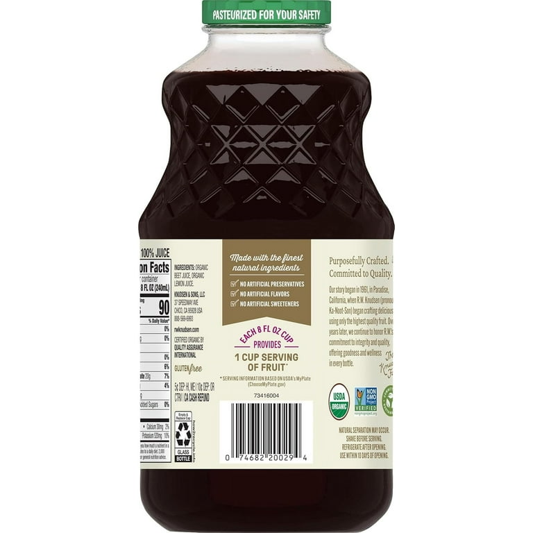 R.W. Knudsen Organic Beet Juice, Pack of 6, Size 32 FZ, Gluten