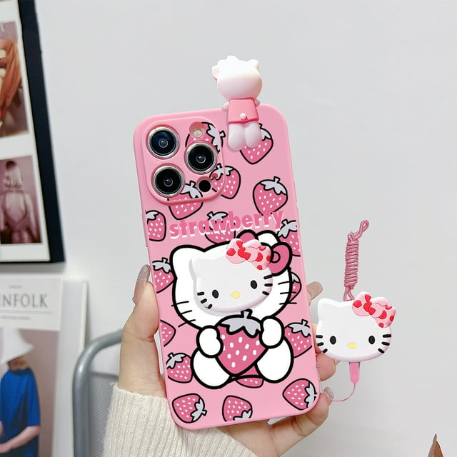 For Samsung Galaxy S7 S8 S9 S10 S20 S21 S22 S23 S24 Plus Ultra FE Moon Hello Kitty Case With Holder Rope o