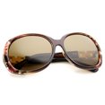 thumbnail image 4 of sunglassLA Unisex Women's Polarized Chain And Rhinestone Temple Round Oversize Sunglasses (Floral-Brown / Brown) - 60mm, 4 of 4