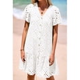 thumbnail image 4 of Vestido de verano KIRUNDO 2025 con botones y cuello en V de encaje blanco XXL, 4 of 8