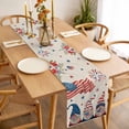 thumbnail image 3 of Table Runner 108 Inches Long for Kitchen Dining, Independence Day Dresser Scarf Farmhouse, Dining Table Decorations for Wedding/Parties, Red Blue Gnomes Flag Flowers Firework 13 x 108 In, 3 of 8